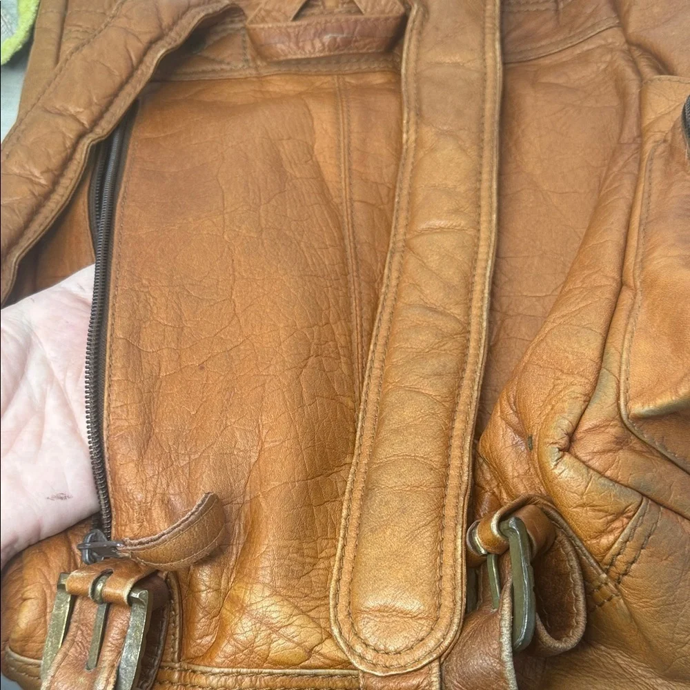 Vintage Tan Leather Backpack